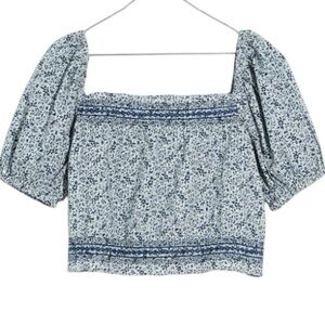 Madewell Plus Jeanette Top in Florentine Floral Blue Women's Top Size 3X